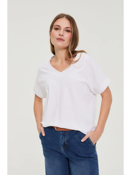 Moodo Tričko s výstrihom biele Moodo