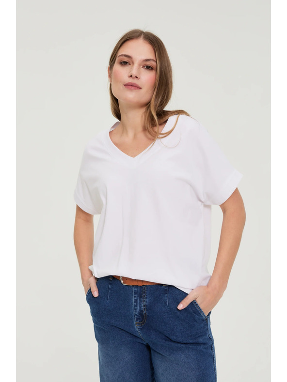 Moodo Tričko s výstrihom biele Moodo