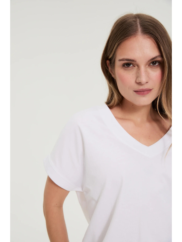 Moodo Tričko s výstrihom biele Moodo