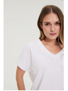 Moodo Tričko s výstrihom biele Moodo