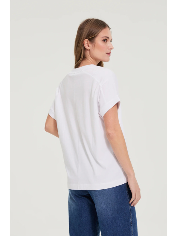 Moodo Tričko s výstrihom biele Moodo