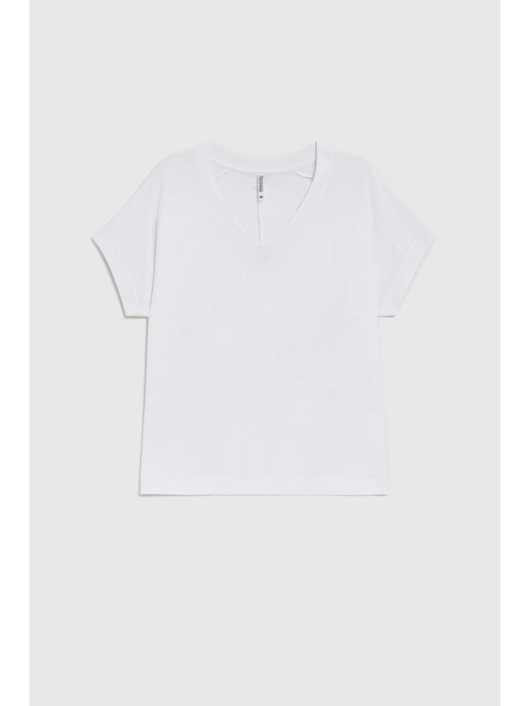 Moodo Tričko s výstrihom biele Moodo