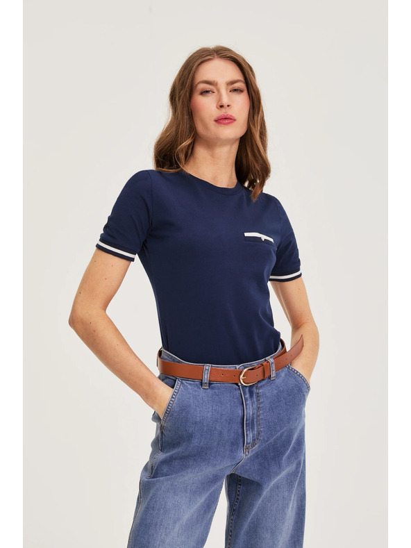 Moodo Bavlnené tričko tmavo modré Moodo