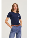 Moodo Bavlnené tričko tmavo modré Moodo