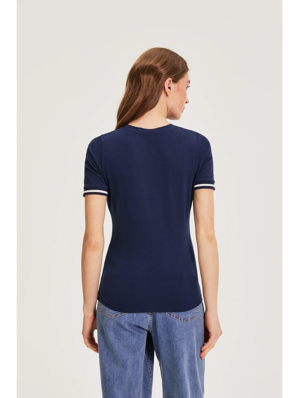 Moodo Bavlnené tričko tmavo modré Moodo