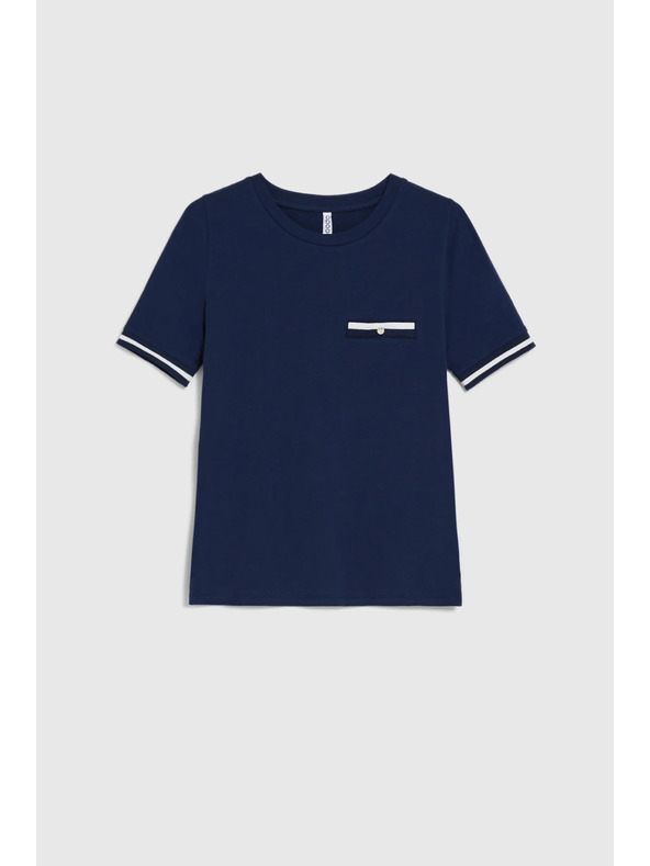 Moodo Bavlnené tričko tmavo modré Moodo