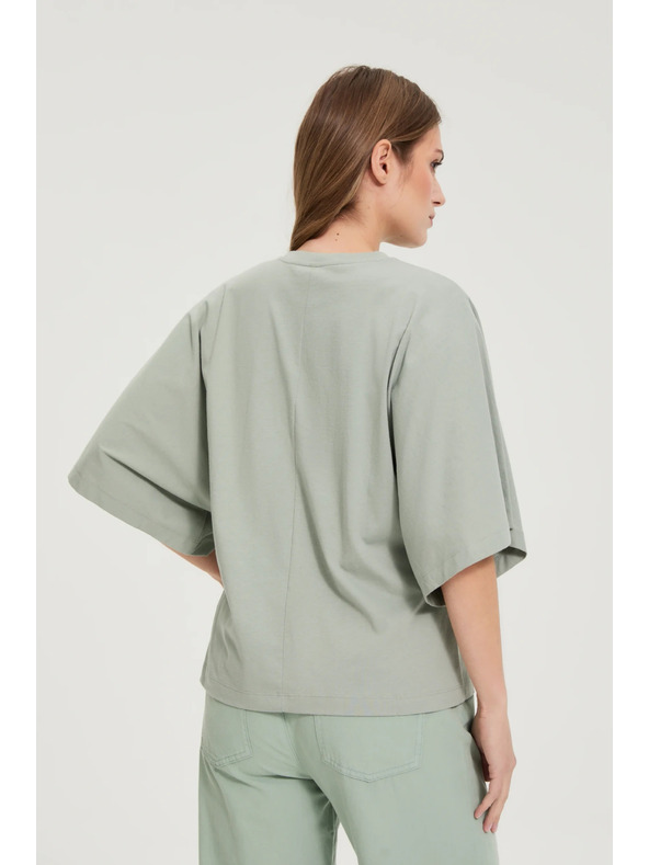 Moodo Halenka so širokými rukávmi olivová Moodo