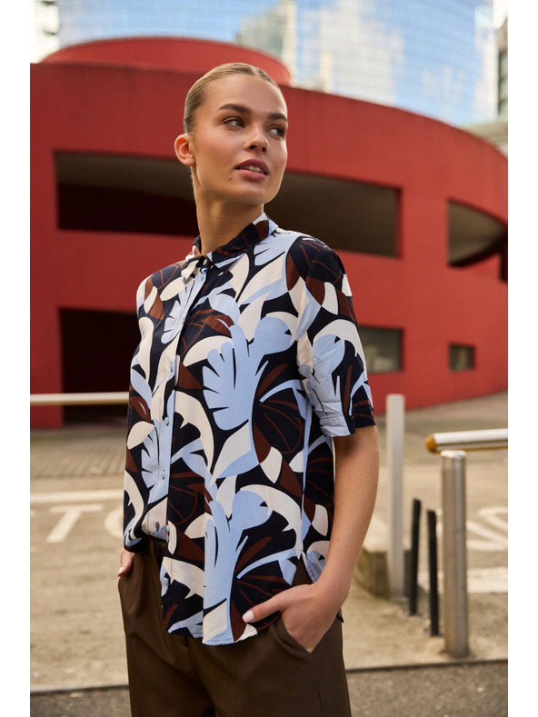 Moodo Vzorovaná košeľa tmavo modrá Moodo