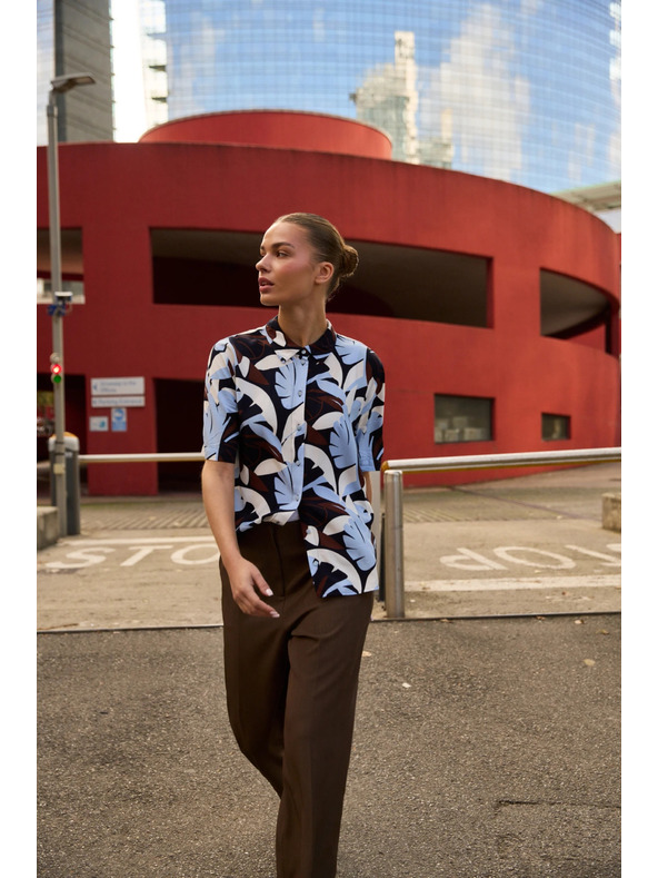 Moodo Vzorovaná košeľa tmavo modrá Moodo