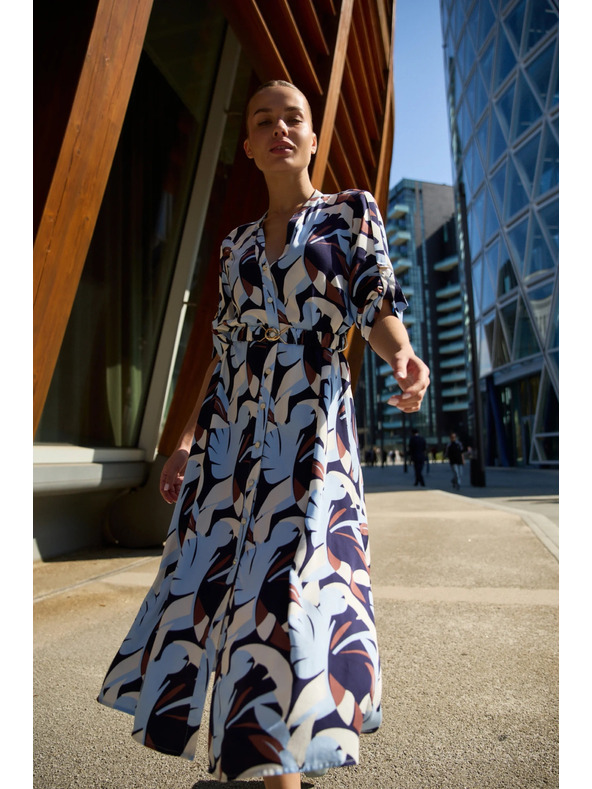 Moodo Tmavo modré viskózové šaty Moodo