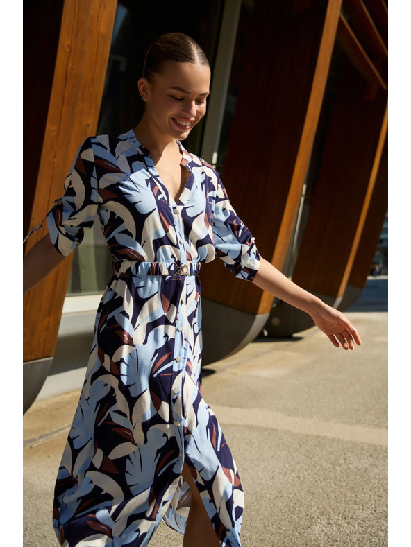 Moodo Tmavo modré viskózové šaty Moodo