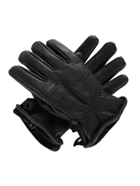 ALPINE PRO Lyžiarske kožené rukavice ALPINE PRO UWEQE čierna
