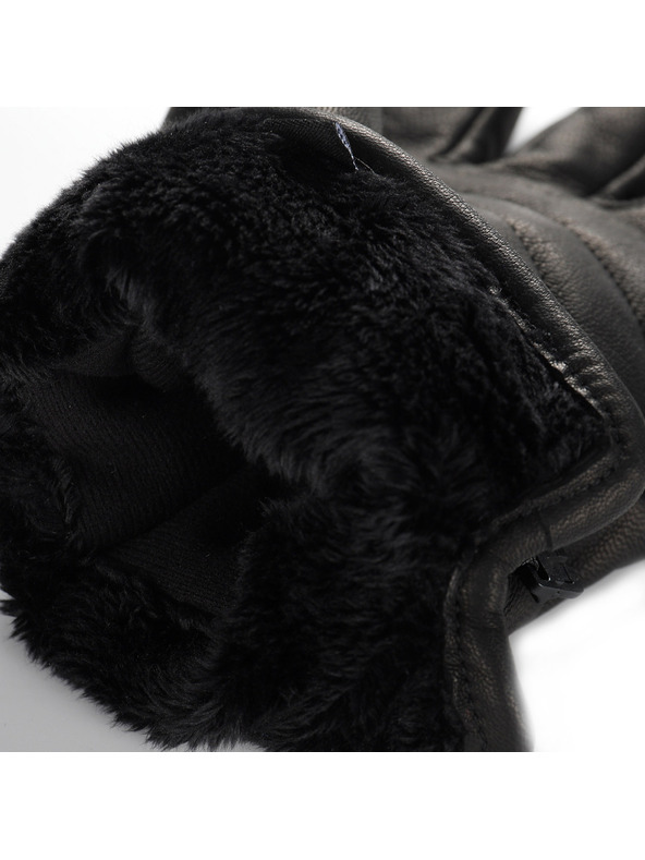 ALPINE PRO Lyžiarske kožené rukavice ALPINE PRO UWEQE čierna