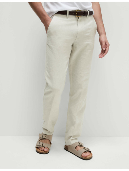 Marks & Spencer Chino nohavice zo zmesi ľanu, normálny strih Marks & Spencer béžová