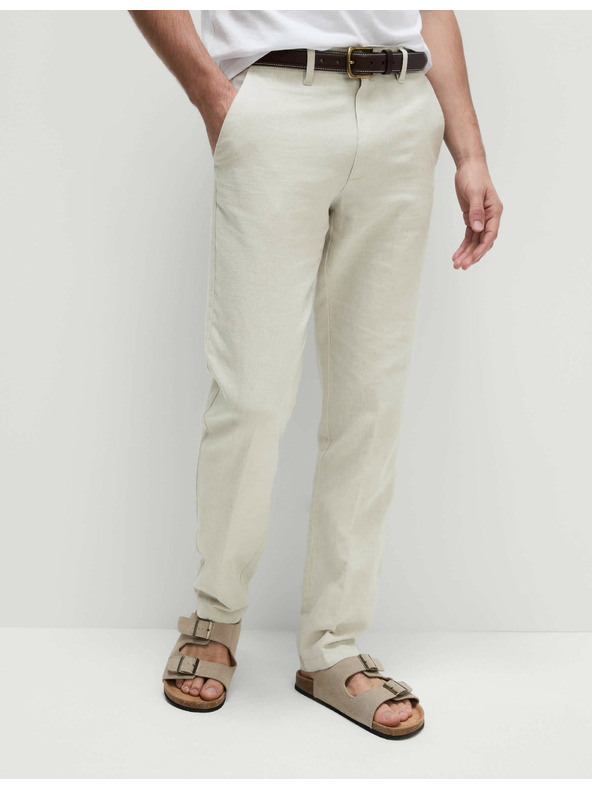 Marks & Spencer Chino nohavice zo zmesi ľanu, normálny strih Marks & Spencer béžová