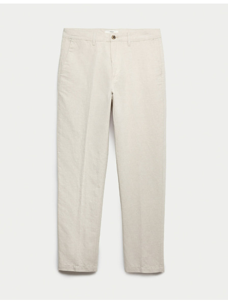 Marks & Spencer Chino nohavice zo zmesi ľanu, normálny strih Marks & Spencer béžová