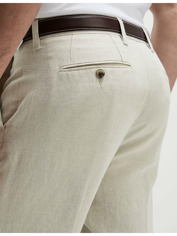 Marks & Spencer Chino nohavice zo zmesi ľanu, normálny strih Marks & Spencer béžová