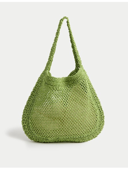 Marks & Spencer Tkaná nákupná taška Marks & Spencer zelená