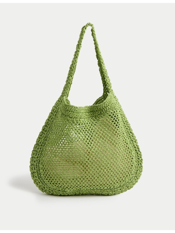 Marks & Spencer Tkaná nákupná taška Marks & Spencer zelená