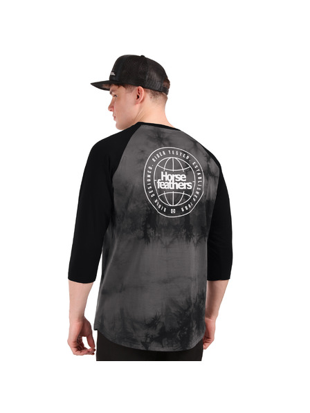 Horsefeathers Tričko Global Raglan - black/tie dye