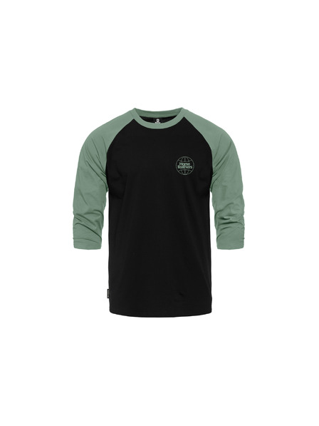 Horsefeathers Tričko Global Raglan - black/iceberg green