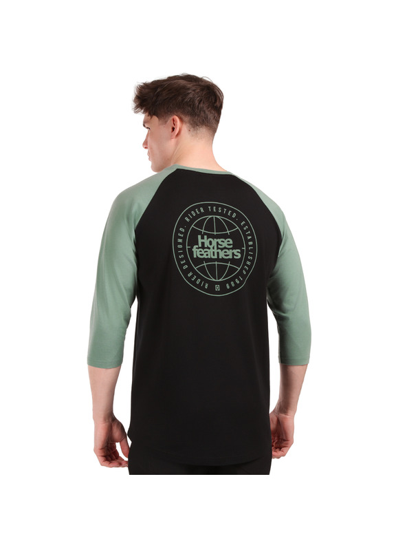 Horsefeathers Tričko Global Raglan - black/iceberg green