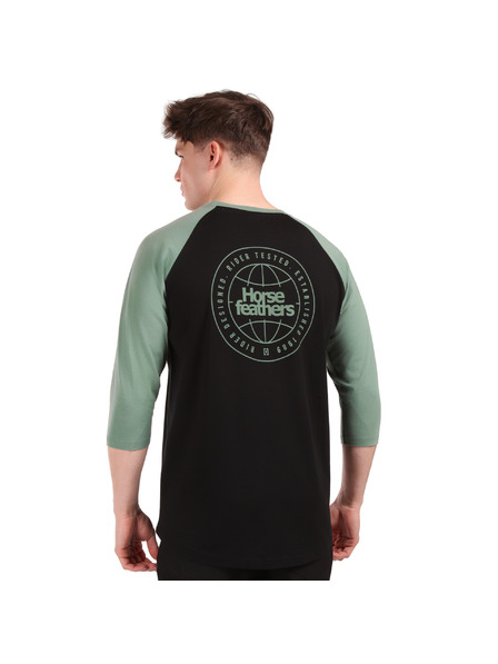 Horsefeathers Tričko Global Raglan - black/iceberg green