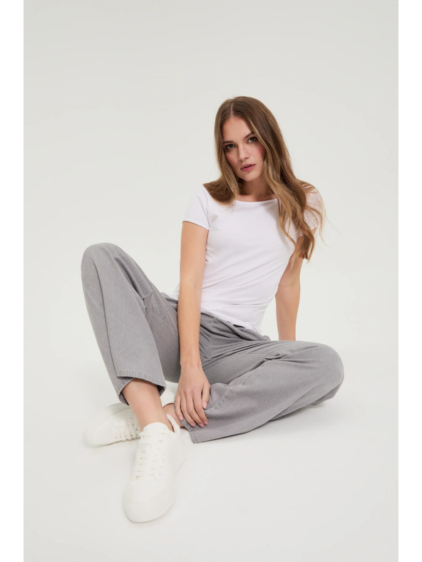 Moodo Džínsy so širokými nohavicami sivé Moodo