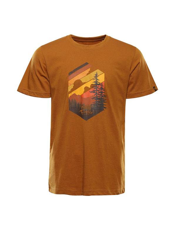 ALPINE PRO Pánske tričko z nemačkavého materiálu ALPINE PRO NOGER golden oak varianta pa