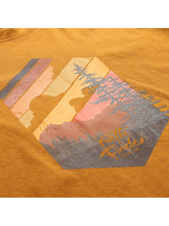 ALPINE PRO Pánske tričko z nemačkavého materiálu ALPINE PRO NOGER golden oak varianta pa