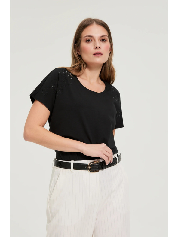 Moodo Blúzka s dekoratívnou aplikáciou čierna Moodo