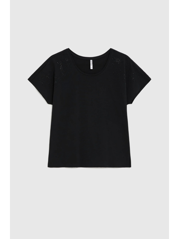 Moodo Blúzka s dekoratívnou aplikáciou čierna Moodo