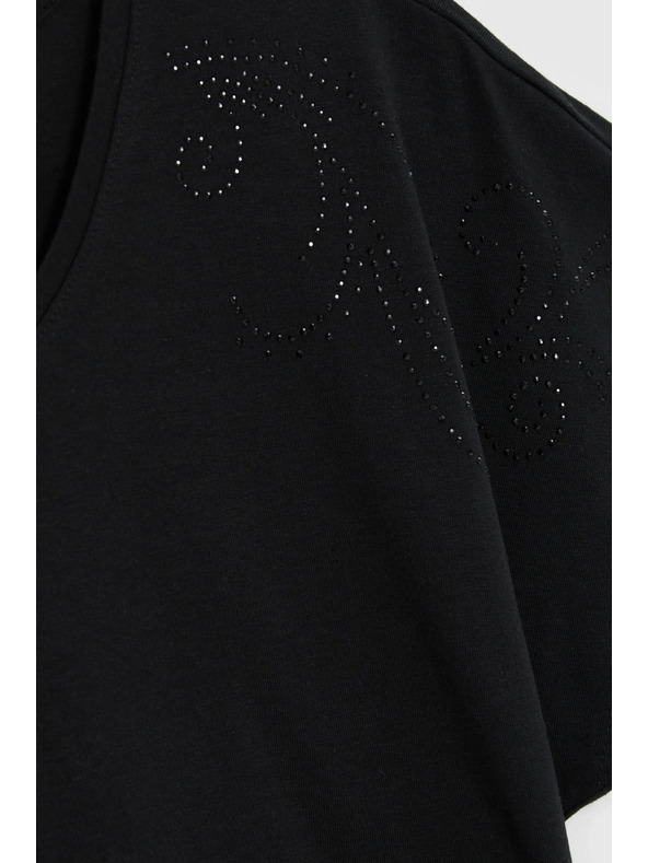 Moodo Blúzka s dekoratívnou aplikáciou čierna Moodo