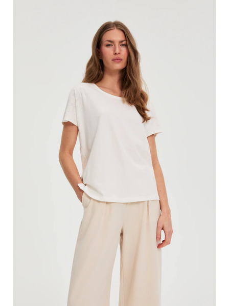 Moodo Blúzka s dekoratívnou aplikáciou biela Moodo