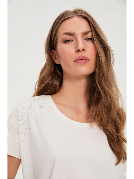 Moodo Blúzka s dekoratívnou aplikáciou biela Moodo