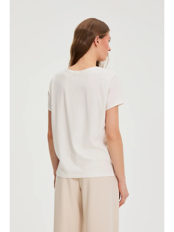 Moodo Blúzka s dekoratívnou aplikáciou biela Moodo