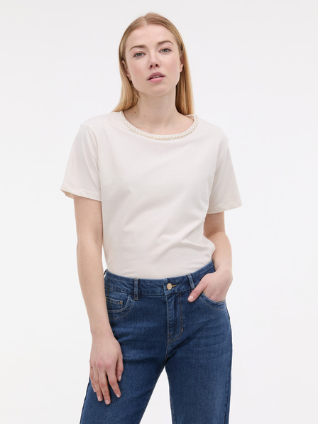 Orsay Krémové dámske tričko s aplikáciou ORSAY