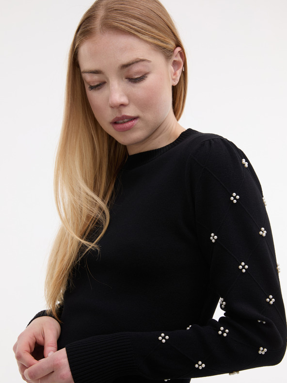 Orsay Čierny dámsky sveter s aplikáciou ORSAY