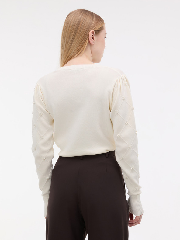 Orsay Krémový dámsky sveter s aplikáciou ORSAY