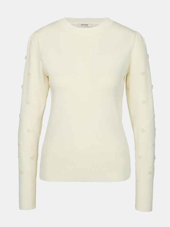 Orsay Krémový dámsky sveter s aplikáciou ORSAY