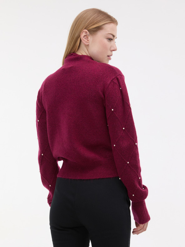 Orsay Vínový dámsky sveter s aplikáciou ORSAY
