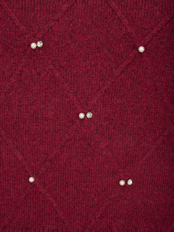 Orsay Vínový dámsky sveter s aplikáciou ORSAY