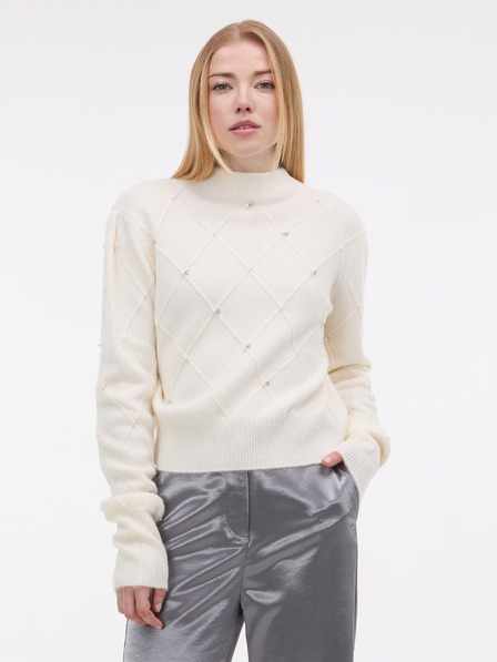 Orsay Krémový dámsky sveter s aplikáciou ORSAY