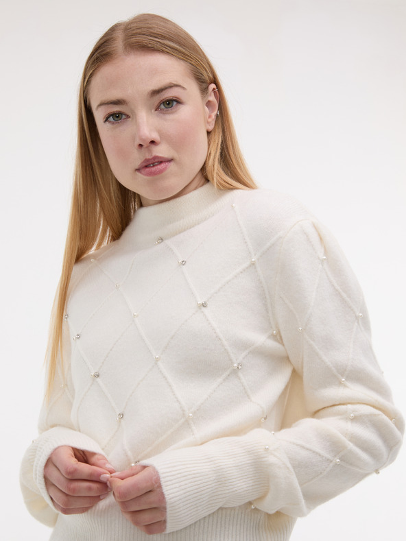 Orsay Krémový dámsky sveter s aplikáciou ORSAY