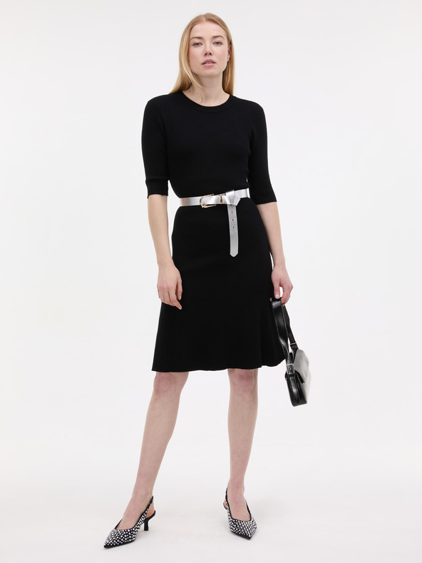 Orsay Čierne dámske šaty ku kolenám ORSAY