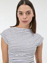 Orsay Biele pruhované dámske tričko s krátkym rukávom ORSAY