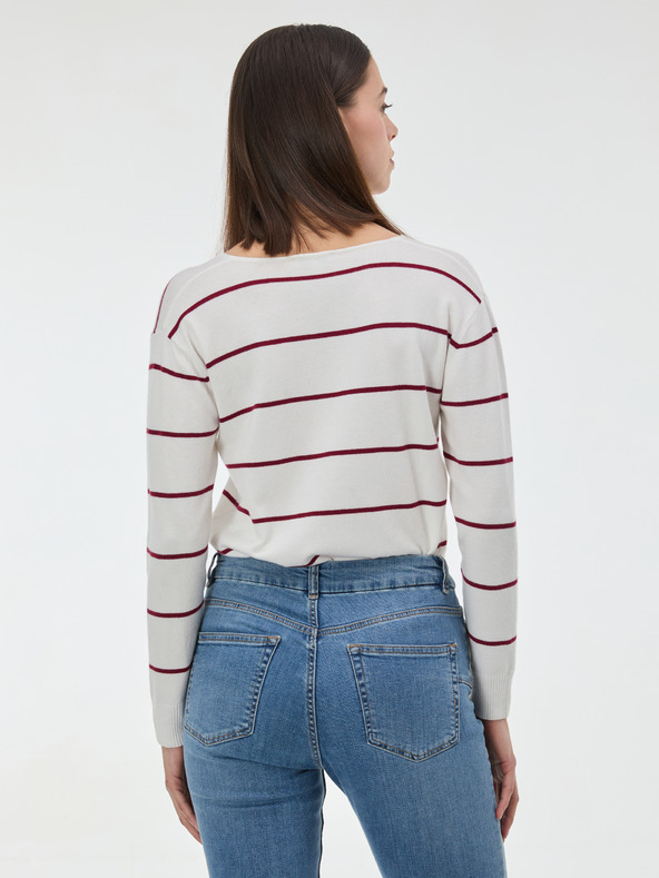 Orsay Červený pruhovaný dámsky sveter ORSAY