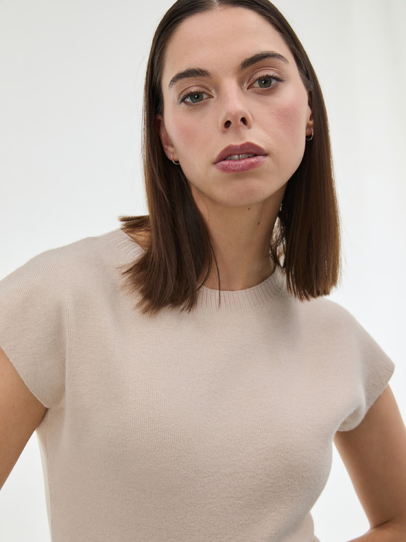 Orsay Béžový dámsky sveter bez rukávov ORSAY