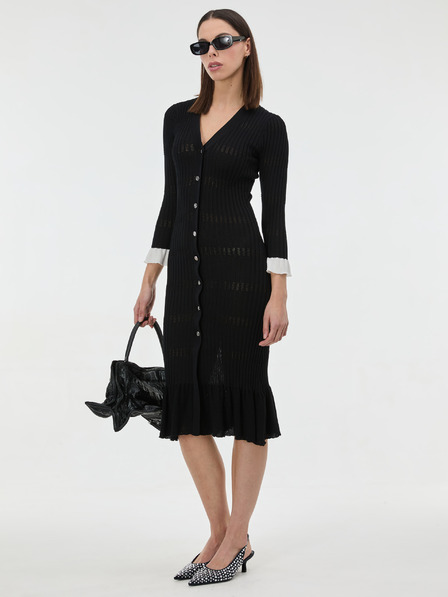 Orsay Čierne dámske úpletové midi šaty ORSAY