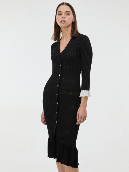 Orsay Čierne dámske úpletové midi šaty ORSAY